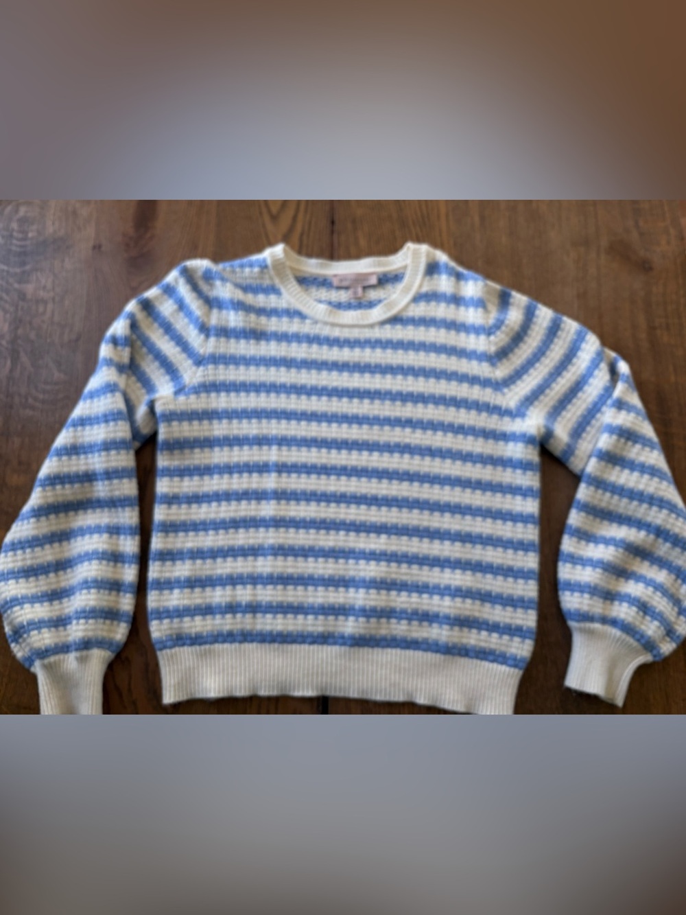 Philosophy Blue and Cream Striped Crewneck Sweater